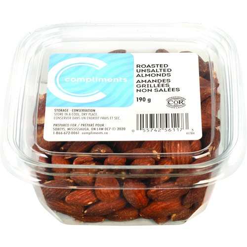 Compliments Roasted Almonds Unsalted 190 g