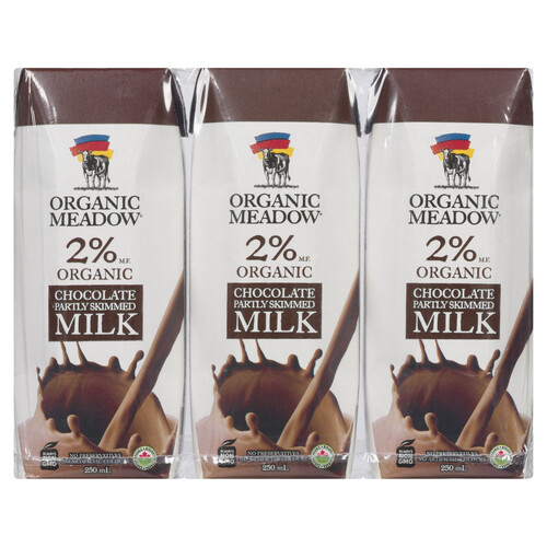 Organic Meadow Organic UHT Pasteurized 2% Milk Chocolate 3 x 250 ml