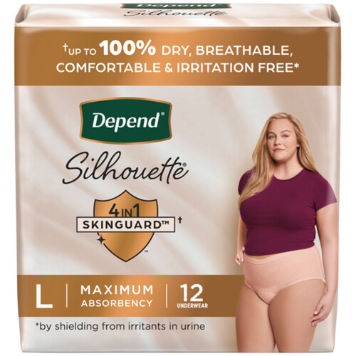 Depend Silhouette Female Incontinence Underwear Pink Large 12 Count