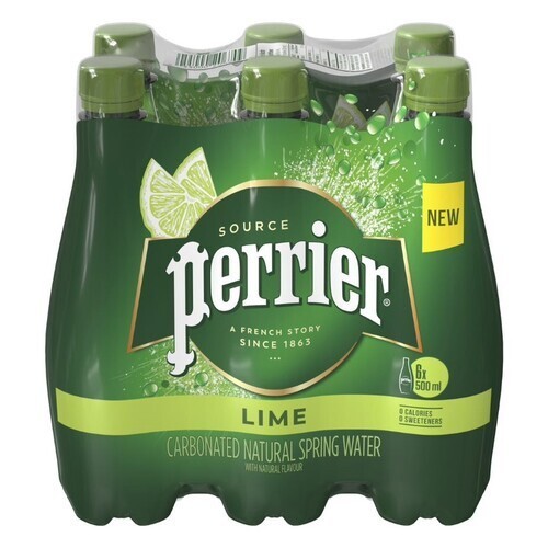 Perrier Sparkling Water Lime 6 x 500 ml (bottles)