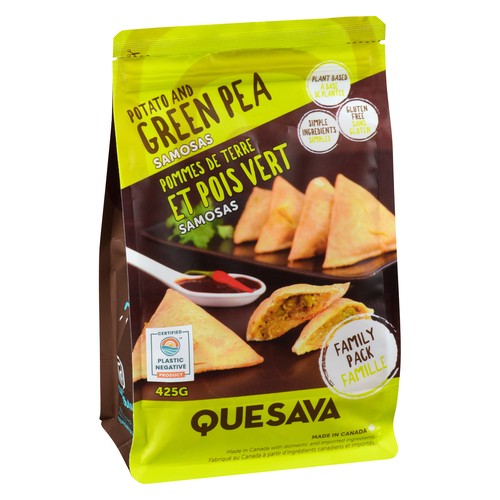 Quesava Vegan Gluten Free Samosa Potato & Green Pea 425 g
