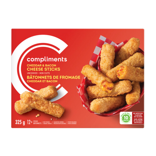 Compliments Frozen Cheese Sticks Cheddar Bacon 325 g