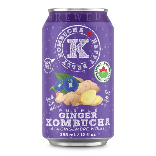 Happy Belly Kombucha Purple Ginger 355 ml