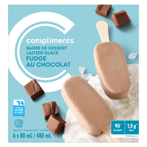 Compliments Chocolate Fudge Frozen Dairy Dessert Bars 6 x 80 ml