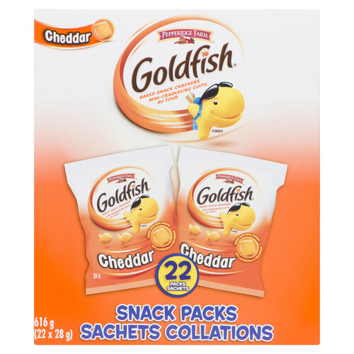 Pepperidge Farm Goldfish Crackers Snack Pack Cheddar 22 x 28 g