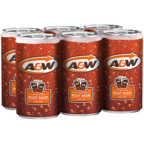 A&W Soft Drink Root Beer 6 x 222 ml (cans)