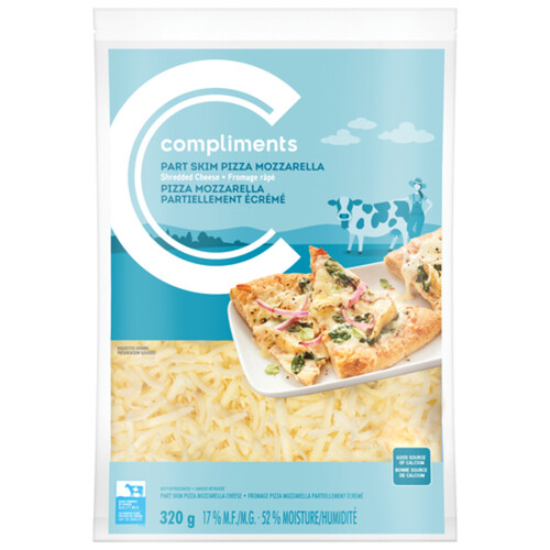 Compliments 17% Shredded Cheese Part Skim Pizza Mozzarella 320 g