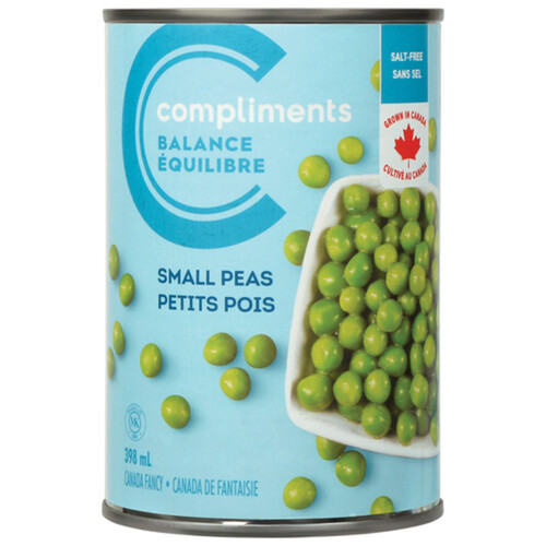 Compliments Balance Canned Small Peas Salt-Free 398 ml