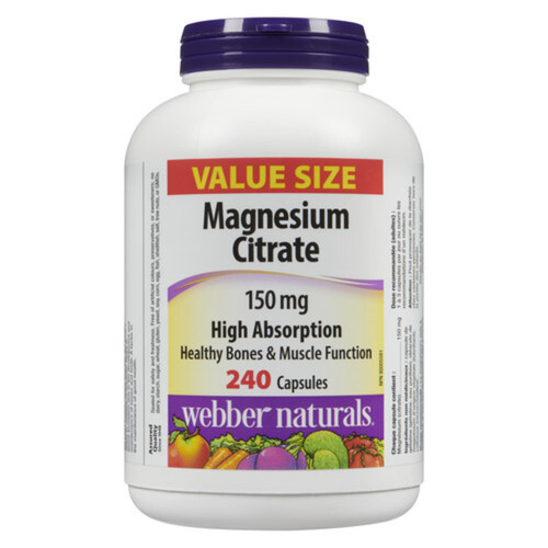 Webber Naturals Supplement Magnesium Citrate 150 mg 240 Capsules