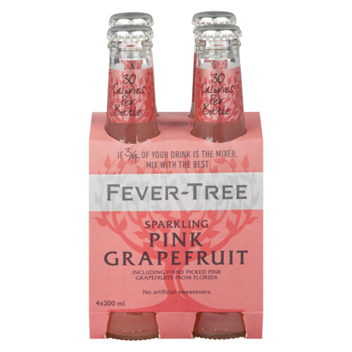 Fever Tree Sparkling Tonic Water Pink Grapefruit 4 x 200 ml (bottles)