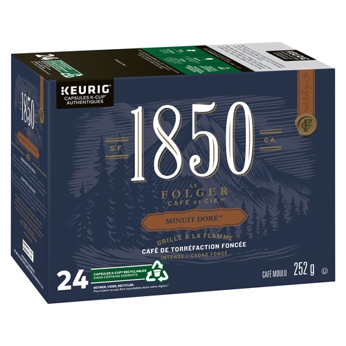 Folgers Coffee Pods 1850 Midnight Gold Fire-Roasted Dark Roast 24 K-Cups  252 g - Voil Online Groceries & Offers