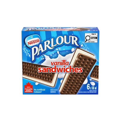 Nestlé Parlour Frozen Dessert Sandwiches Vanilla 6 x 100 ml