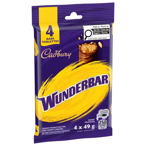 Cadbury Wunderbar Candy Bars Chocolatey 4 Pack 196 g