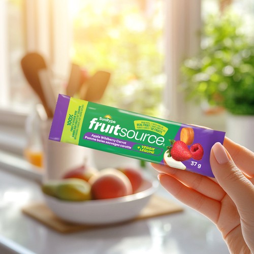 SunRype Fruitsource 100% Fruit And Veggie Bar Apple Wildberry Carrot 37 g