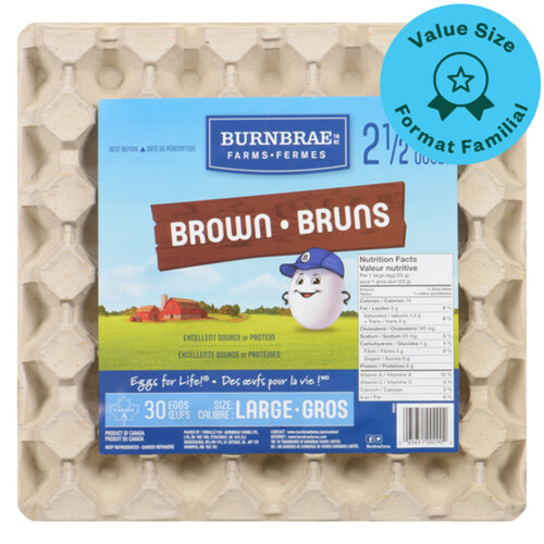 Burnbrae Farms Brown Eggs Large Value Size 30 Count