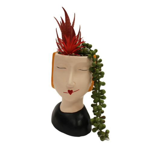 Splash Faux Succulent Ceramic Woman Head 1 Count