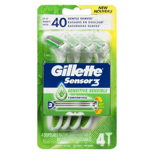 Gillette Sensor3 Disposable Razor Sensitive 4 Razors