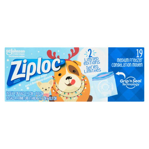 Ziploc Freezer Storage Bags Holiday Medium 19 EA