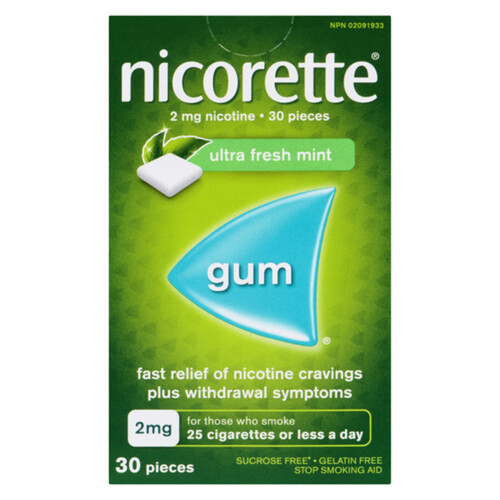 Nicorette Ultra Fresh Mint Anti-Smoking Aid Gum 2 mg 30 Pieces