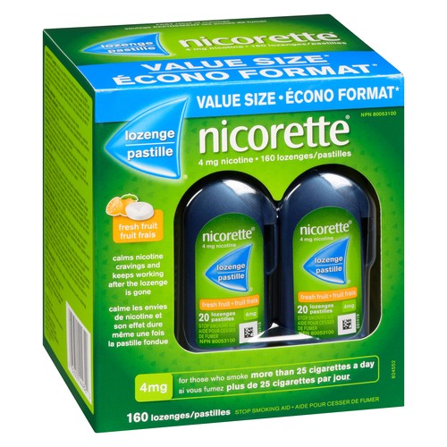 Nicorette Anti Smoking Aid 4 mg Nicotine Lozenge Fresh Fruit 160 EA