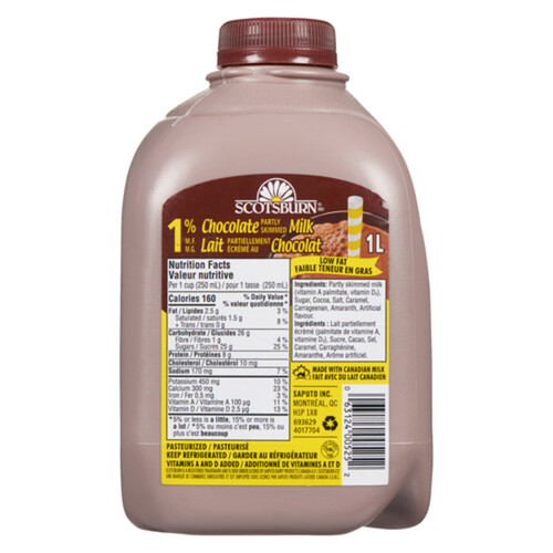 Scotsburn 1% Part Skim Chocolate Milk Jug 1 L