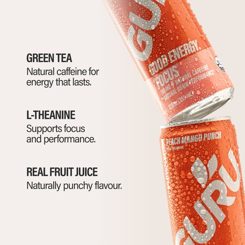 Guru Good Energy Drink Peach Mango Punch 24 x 355 ml (cans)
