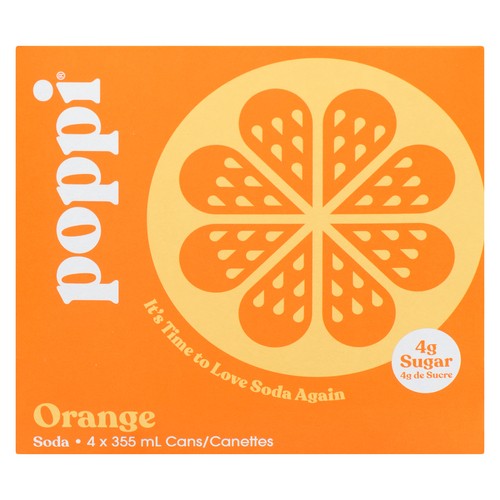 Poppi Soda Orange 4 x 355 ml (cans)
