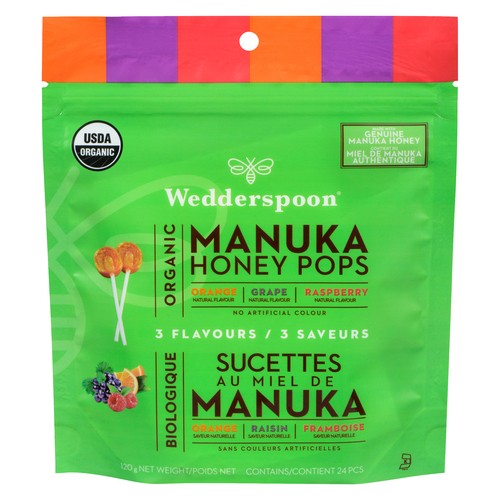 Wedderspoon Organic Manuka Honey Pops 3 Flavours 120 g