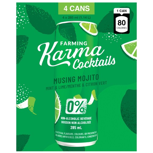 Farming Karma Cocktails Non-Alcoholic Musing Mojito Mint & Lime 4 x 285 ml