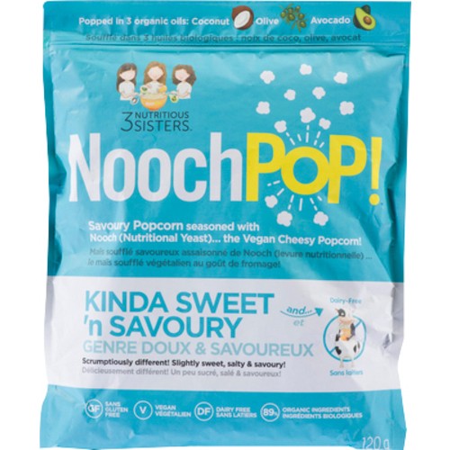 Noochpop Gluten-Free Vegan Popcorn Kinda Sweet & Savory 120 g