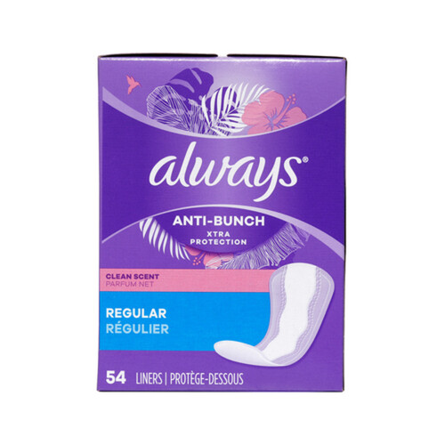 Always Anti-Bunch Xtra Protection Liners Regular Clean Scent 54