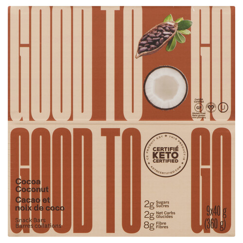 Good To Go Gluten-Free Keto Bars Cocoa Coconut 9 x 40 g