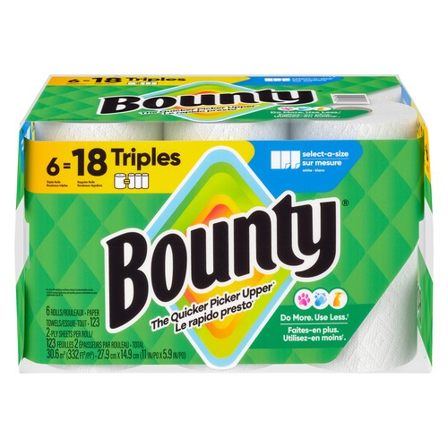 Bounty Paper Towel 2-Ply 6 Triple Rolls x 123 Sheets 