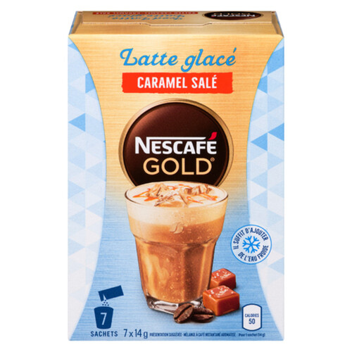 Nescafe Gold Instant Coffee Iced Latte Salted Caramel 7 x 14 g