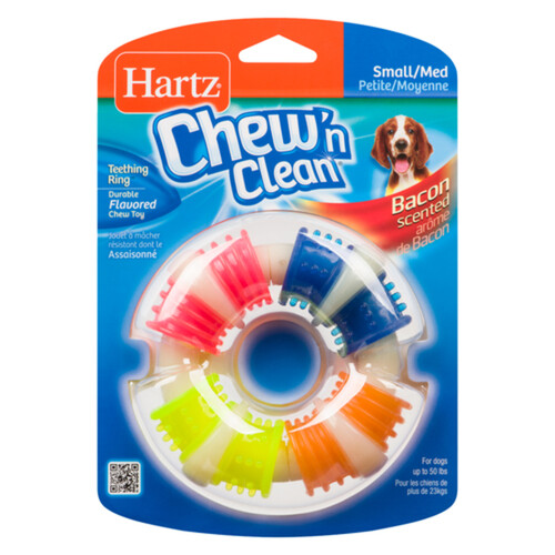 Hartz Dog Toy Chew'n Clean Small Teething Ring Bacon Scented 1 EA