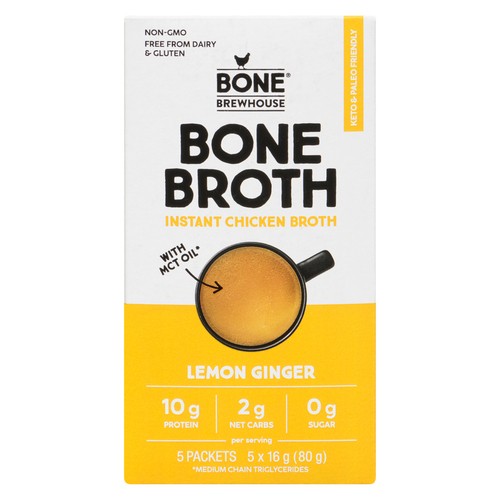 Bone Brewhouse Instant Bone Broth Lemon 5 Pack Ginger 16 g