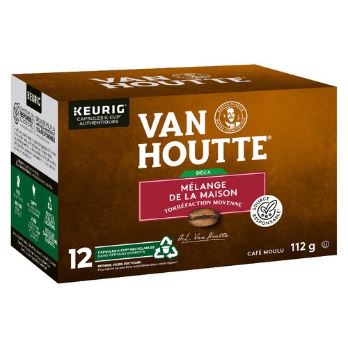Van Houtte Coffee Pods Decaffeinated Original Medium Roast 12 K-Cups 112 g