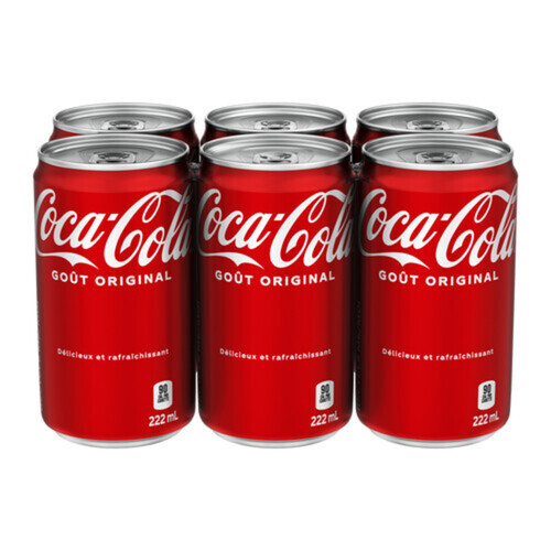 Coca-Cola Mini Soft Drink Classic 6 x 222 ml (cans)