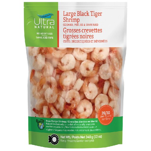 Ultra Frozen Black Tiger Shrimp Cooked Peeled Large 340 g