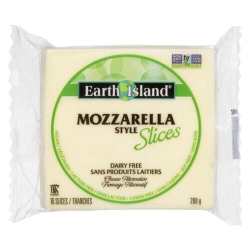 Earth Island Vegan Sliced Cheese Mozzarella Style 10 Slices 200 g