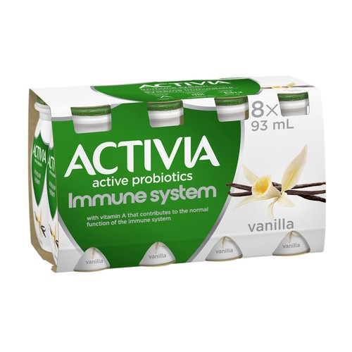 Activia Immune System Probiotic Drinkable Yogurt Vanilla 8 x 93 ml (bottles)