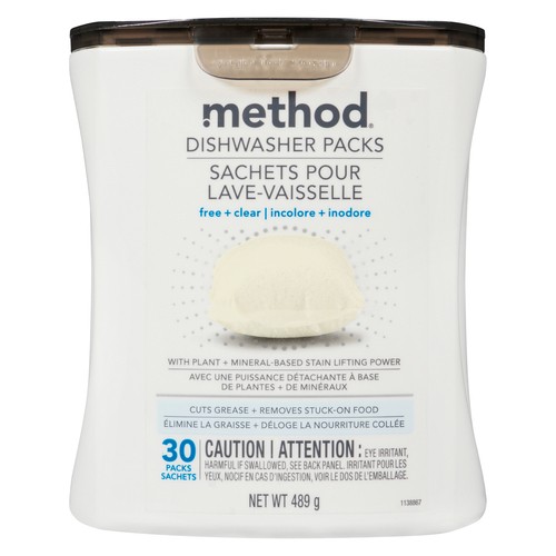 Method Dishwasher Detergent Packs Free & Clear 30 EA