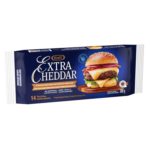 Kraft Sliced Process Cheese Extra Cheddar 14 Slices 390 g