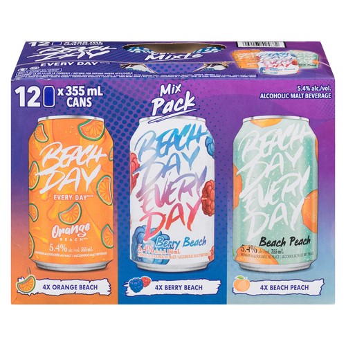 Beach Day Every Day Alcoholic Malt 5.4% Alcohol Mix Pack 12 x 355 ml (cans)