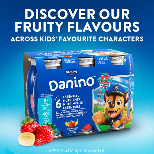 Danino Drinkable Yogurt Paw Patrol Raspberry 6 x 93 ml (bottles)