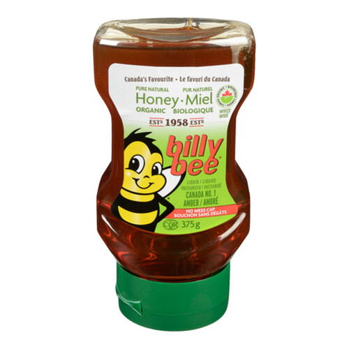 Billy Bee Organic Liquid Honey Upside Down Squeeze 375 g