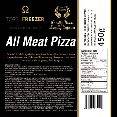 Tops Freezer Frozen Pizza All Meat 450 g