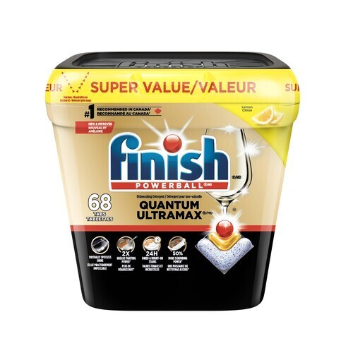 Finish Powerball Quantum Ultramax Dishwashing Detergent Tabs Lemon 68 Count