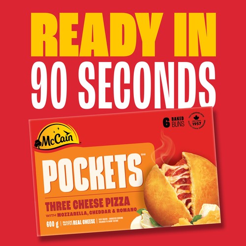 McCain Frozen Pizza Pockets Three Cheese 6 x 100 g