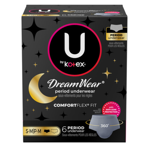 U By Kotex Dream Wear Underwear Overnight Pants Size S/M 6 Count - Voilà  Online Groceries & Offers